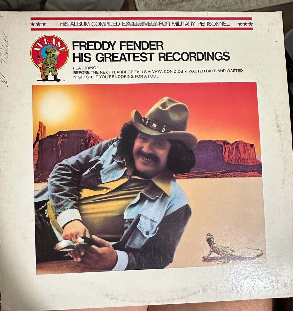 Freddy Fender His Greatest Recordings Vinyl LP (Military Exclusive 'At Ease')